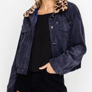 Navy Corduroy Jacket with Removable Collar